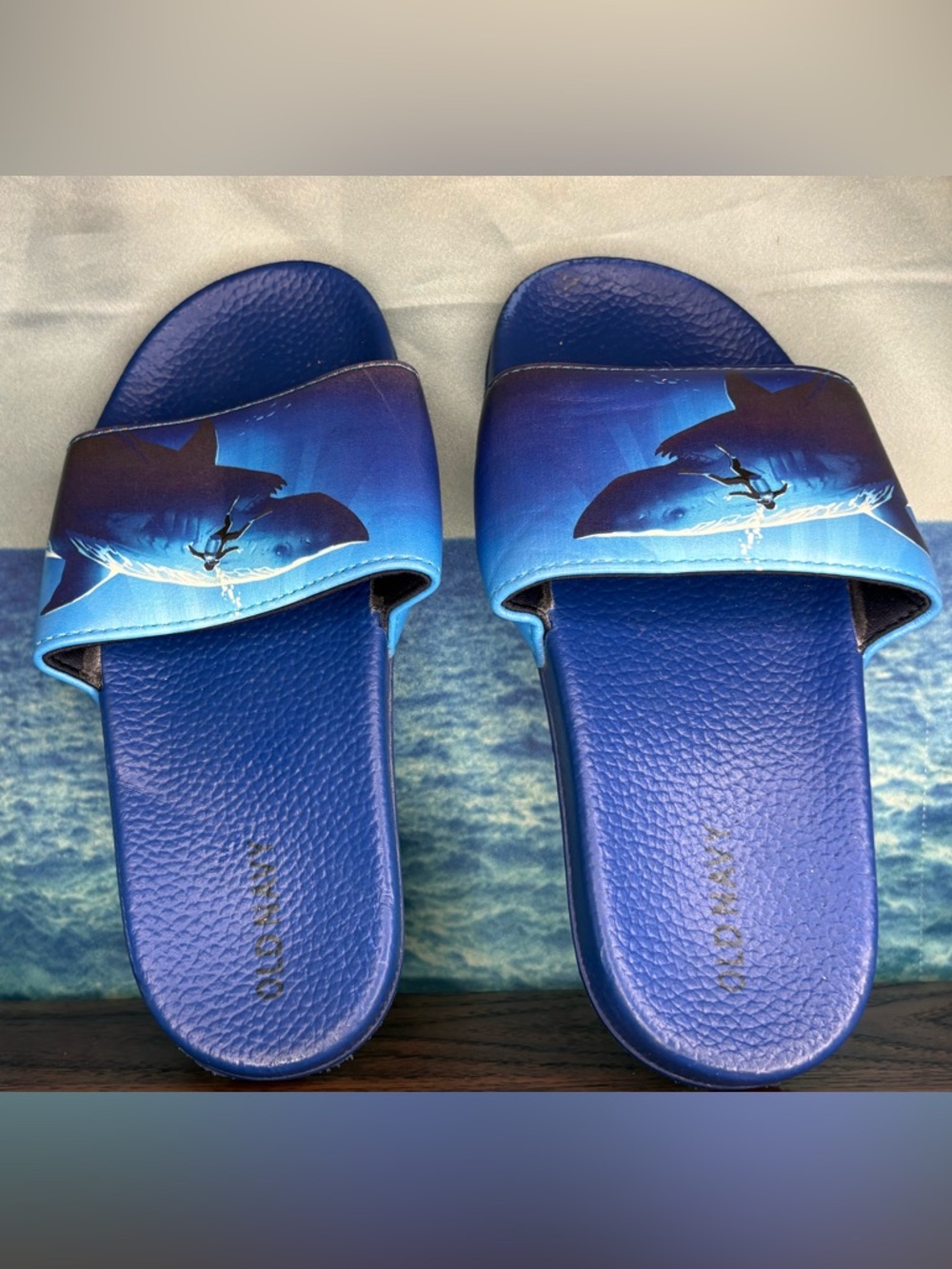 Blue Shark Old Navy Print Slide Sandals